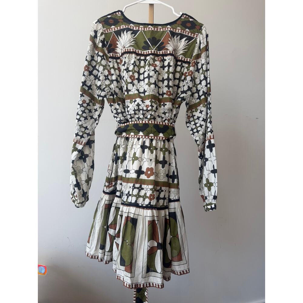 Cleobella Emory Belted Puff-Sleeve Mini Dress in Art Deco Size Large - Picture 6 of 15